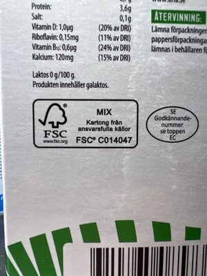 Laktosfri Mellanmjölk - Recyclinginstructies en / of verpakkingsinformatie - en