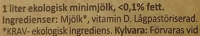 Arla Ko Ekologisk Minimjölk - Ingredienser