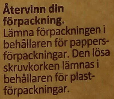 Arla Ko Ekologisk Minimjölk - Recycling instructions and/or packaging information
