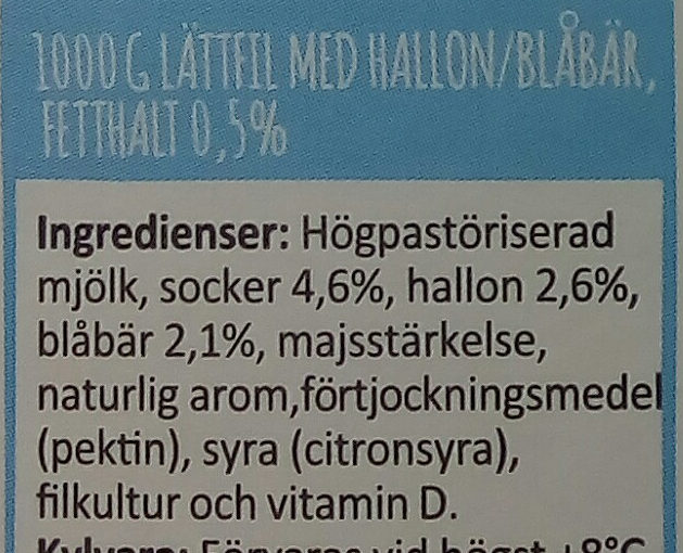 Arla Ko Lättfil Hallon/blåbär - Ingredienser