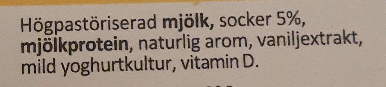 mild yogurt vanilj - Ingredienser
