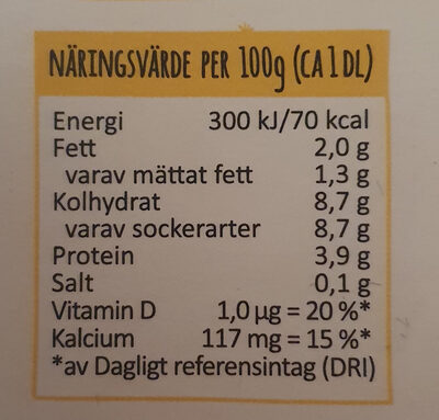 mild yogurt vanilj - Näringsfakta