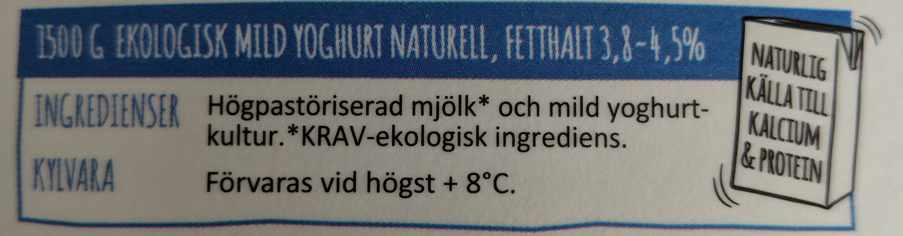 Eko Mild Yoghurt Naturlig Fetthalt 3.8-4.5% fett - Ingredienser