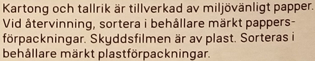 Dafgårds Skomakarlåda - Instruction de recyclage et/ou informations d'emballage - sv