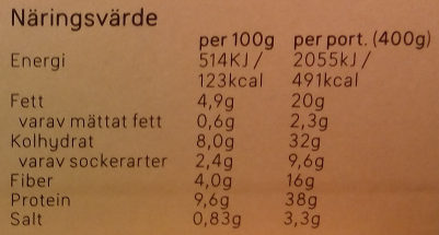 Dafgårds Örtig bolognese - Tableau nutritionnel - sv