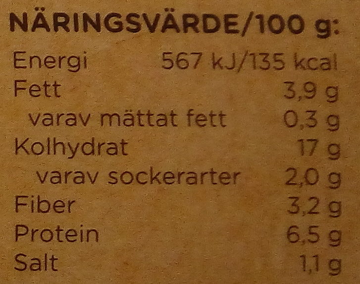 Dafgårds Ekologiska Grönkålsbullar - Tableau nutritionnel - sv