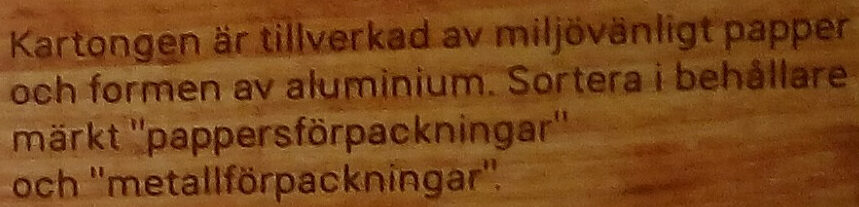 Dafgårds Lasagne i ugn - Instruction de recyclage et/ou informations d'emballage - sv