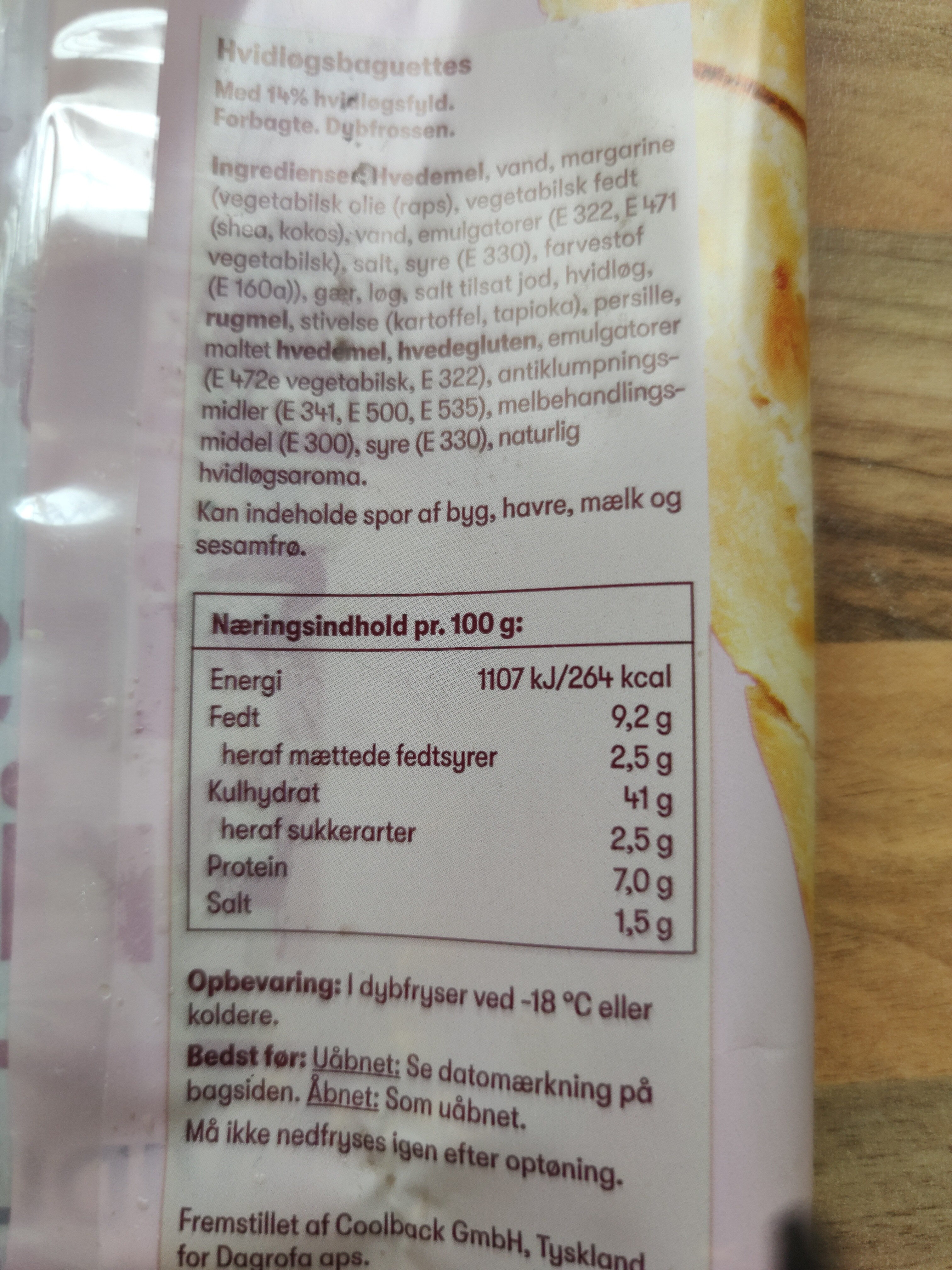 Hvidløgs Baguettes - Ernæringsfakta