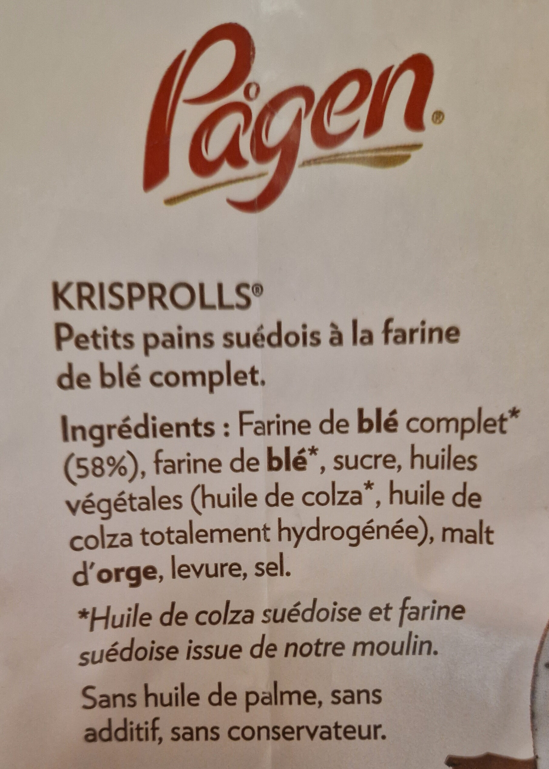 Krisprolls Complets - Ingredientes