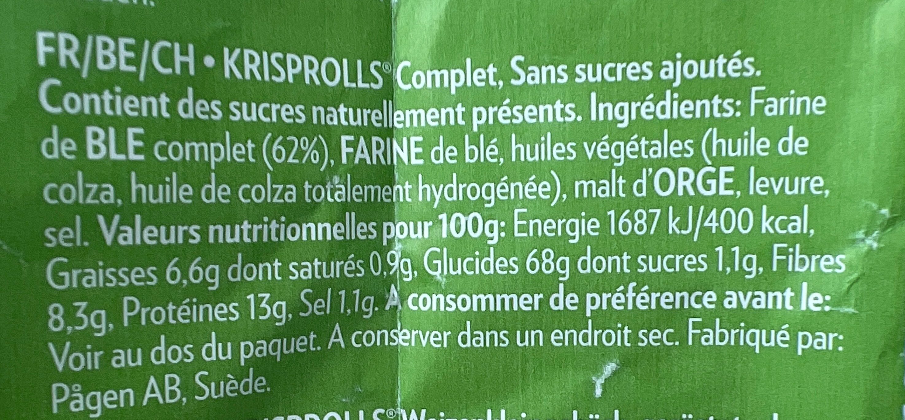 Krisprolls complets - Ingrédients