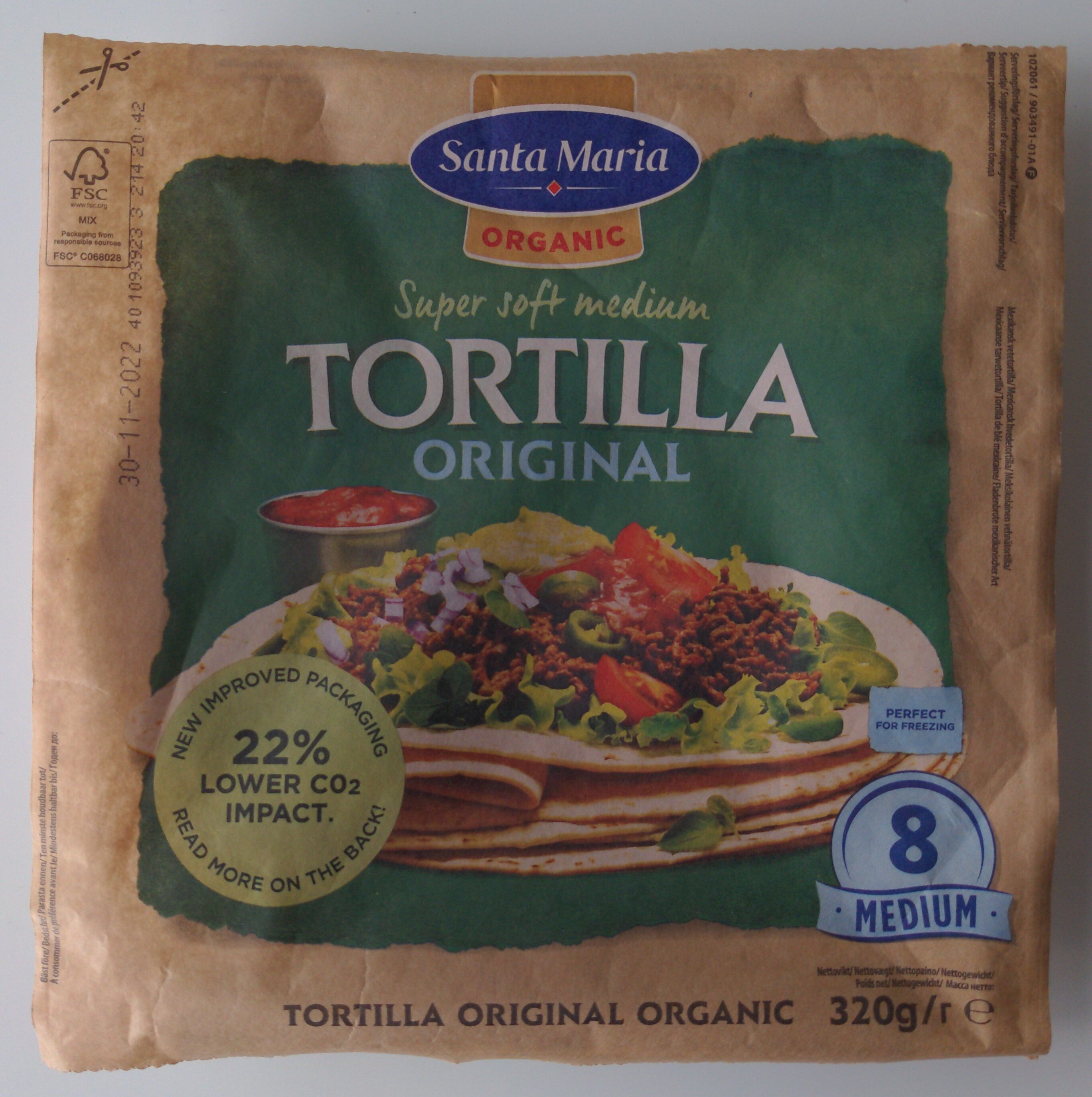 Tortilla Organic Original Medium 8 kpl - Producte - fi