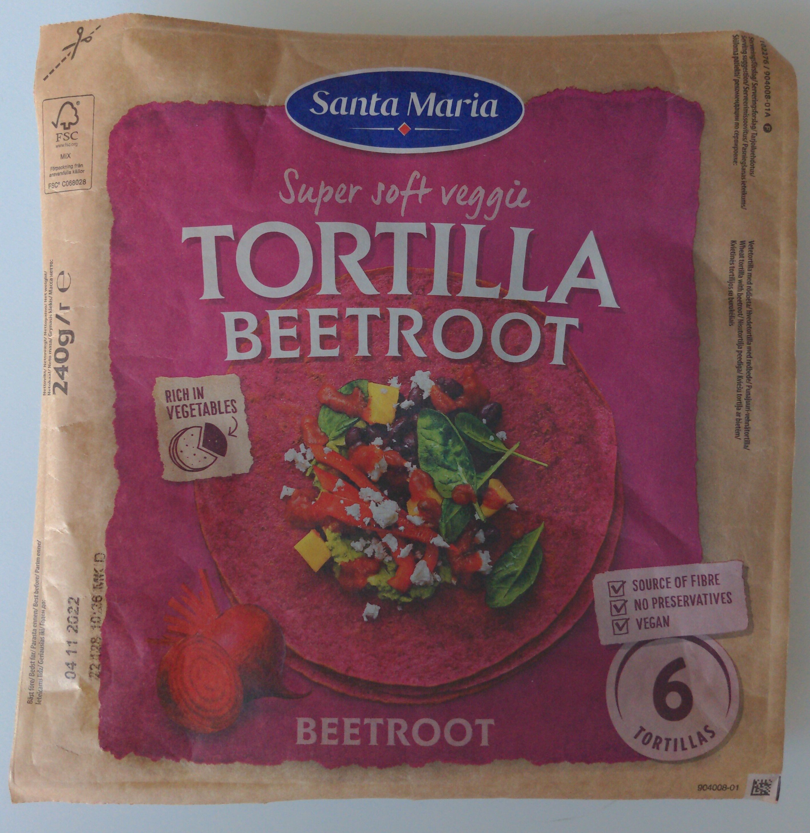 Tortilla beetroot - Produit - fi