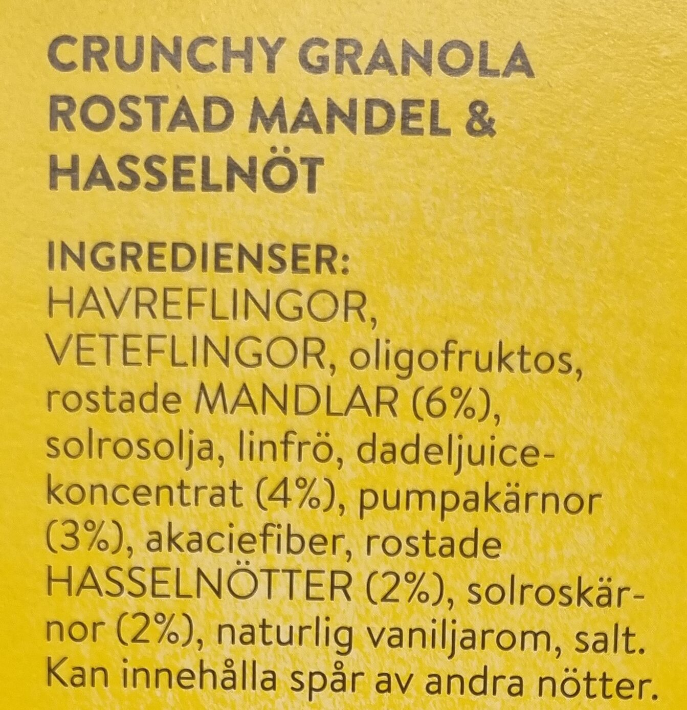 Granola crunchy - Ingredienser