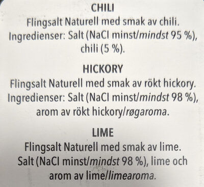 Flingsalt - Ingredienser - sv