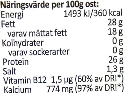 Herrgård Mild - Nutrition facts - sv