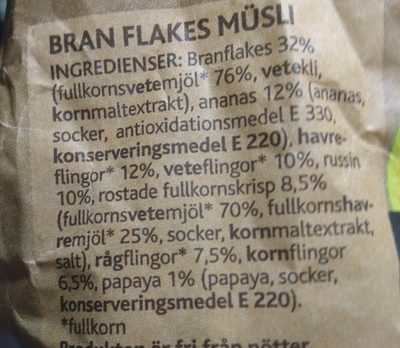 Bran Flakes Müsli - Ingredienser