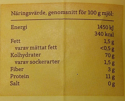 Berte Qvarn Ekologiskt Vetemjöl - Informació nutricional - sv