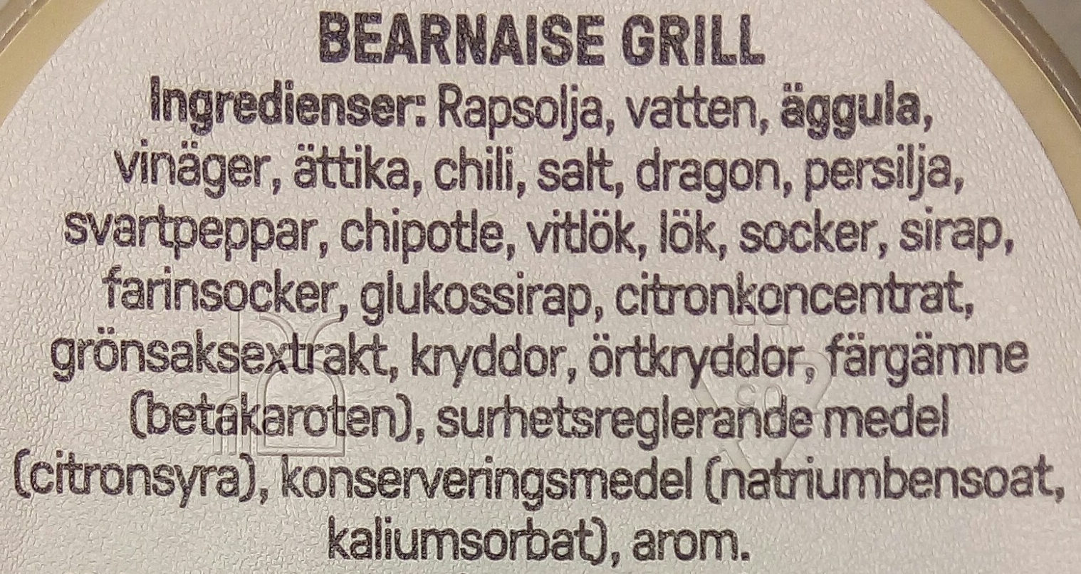 Rydbergs Bearnaise Grill - Ingredienser