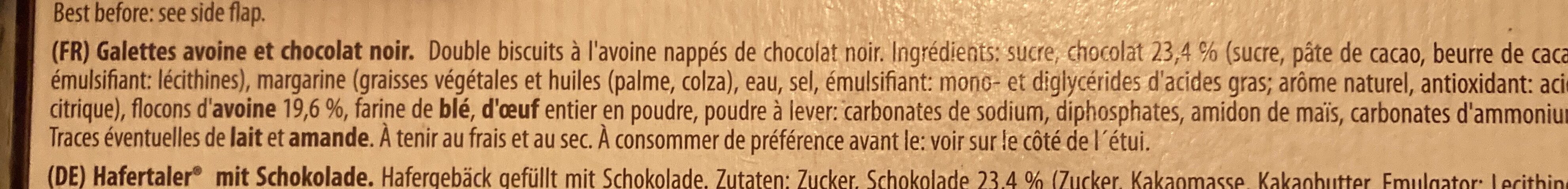Double chocolate crisps - Ingrédients