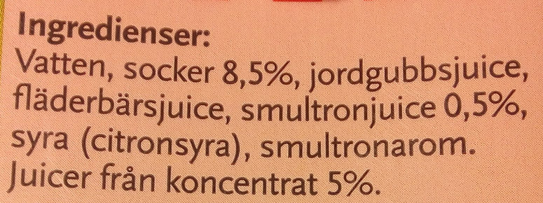 Smultron bärdryck - Ingredienser