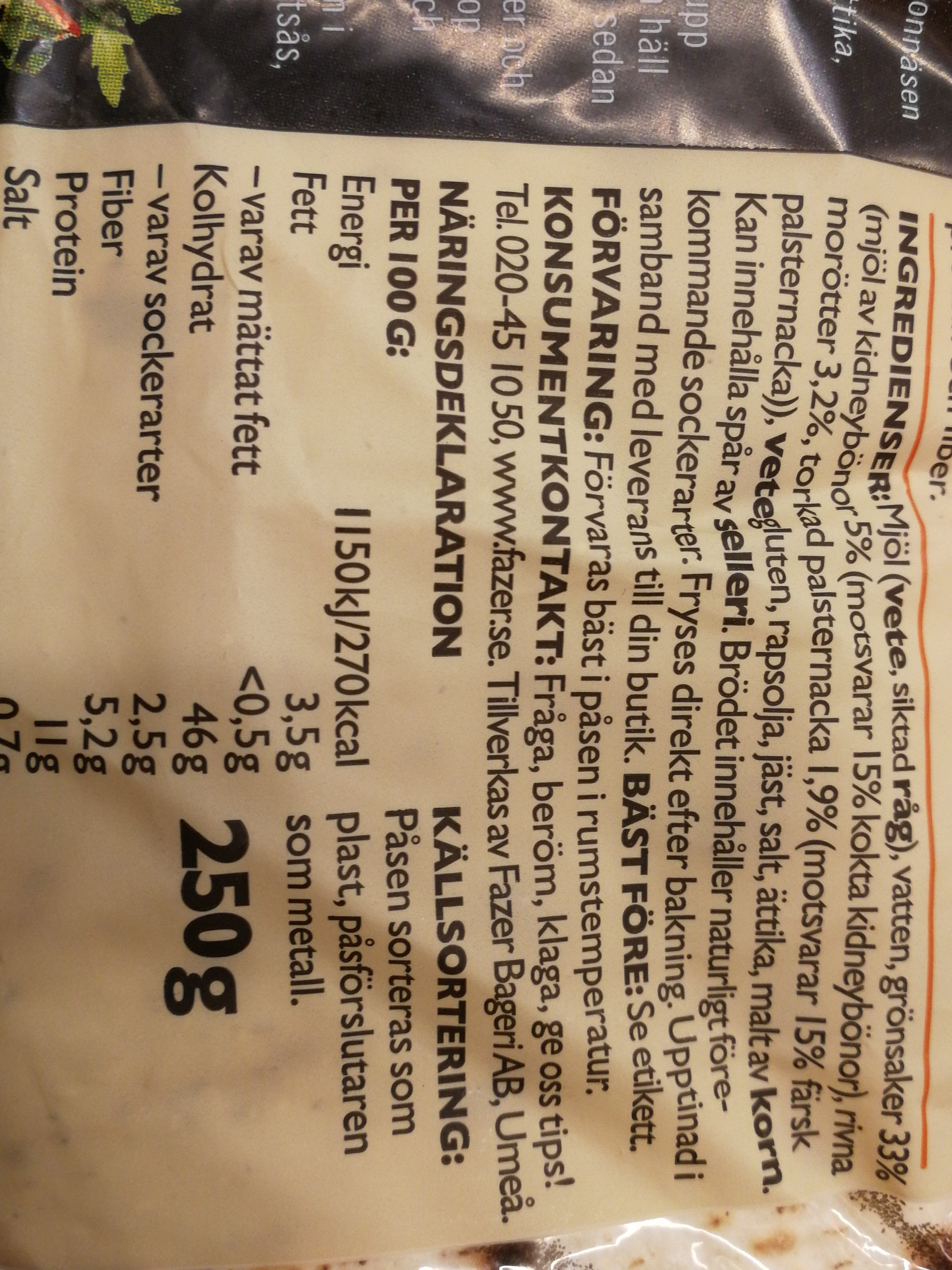 Tunna rotfruktsbröd - Ingredienser