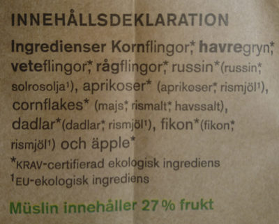 Fruktmüsli - Ingredienser