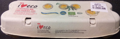 ICA i♥eco 12 ekologiska ägg från frigående höns - Produkt