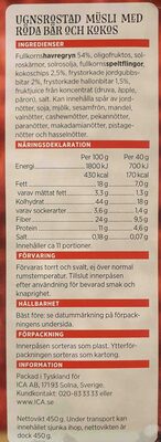 Knaprig Granola med röda bär och kokos - Nutrition facts