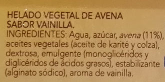 Helado vegetal de avena sabor vainilla - Ingredients - es