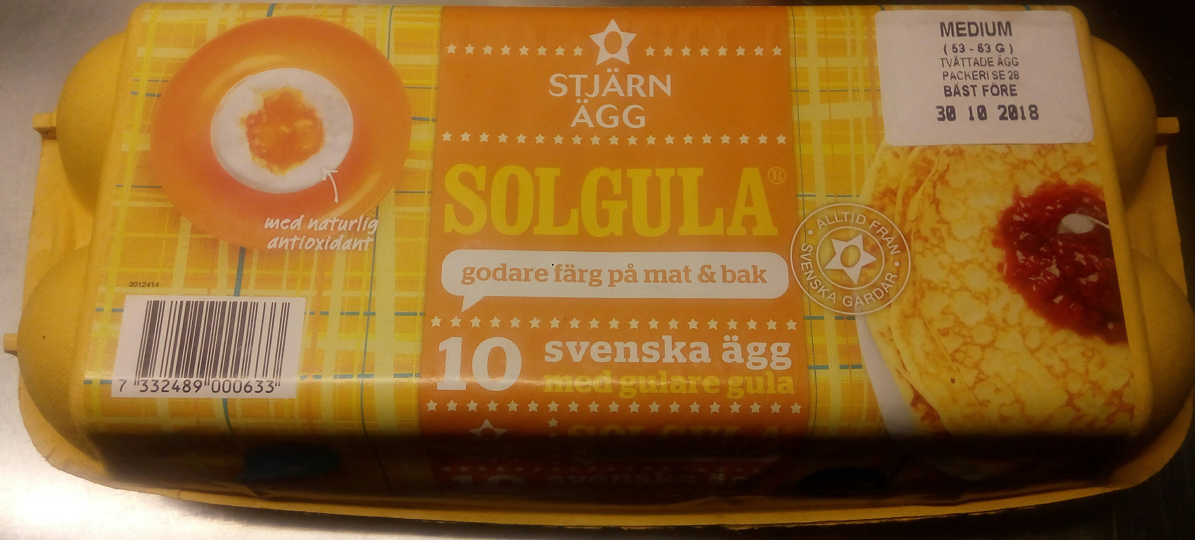 Stjärnägg Solgula 10 svenska ägg med gulare gula - Produkt
