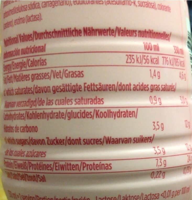 Protein Milkshake Strawberry Flavour - Tableau nutritionnel
