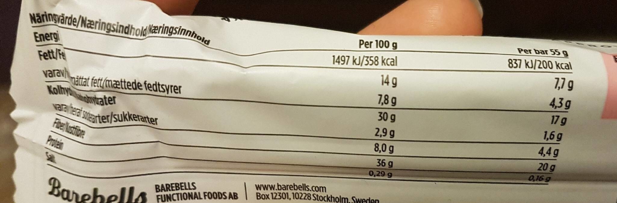 Strawberry & white chocolate protein bar - Nutrition facts - fr
