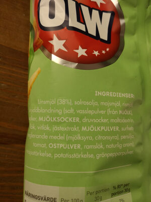 Olw Lins Chips Ramslök&gräddfil - Ingredienser