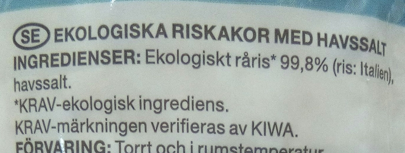 Riskakor - Ingredients - sv