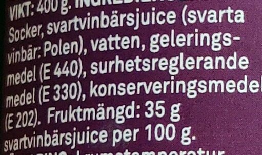 Svartvinbärsgelé - Ingredienser