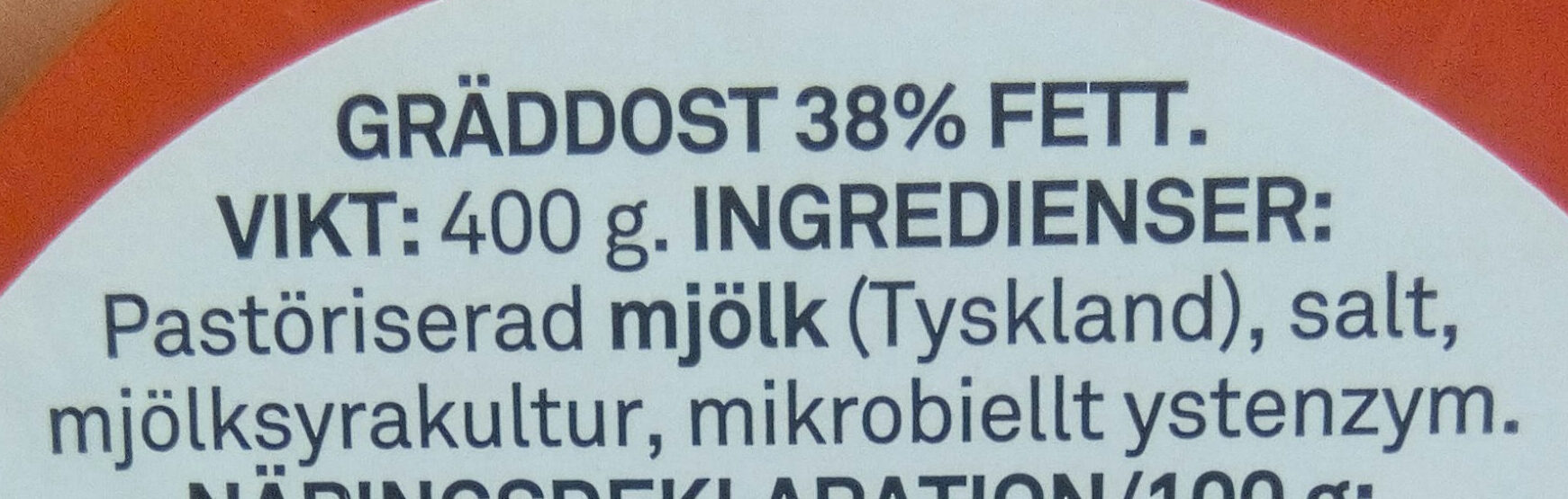 Gräddost - Ingredients - sv