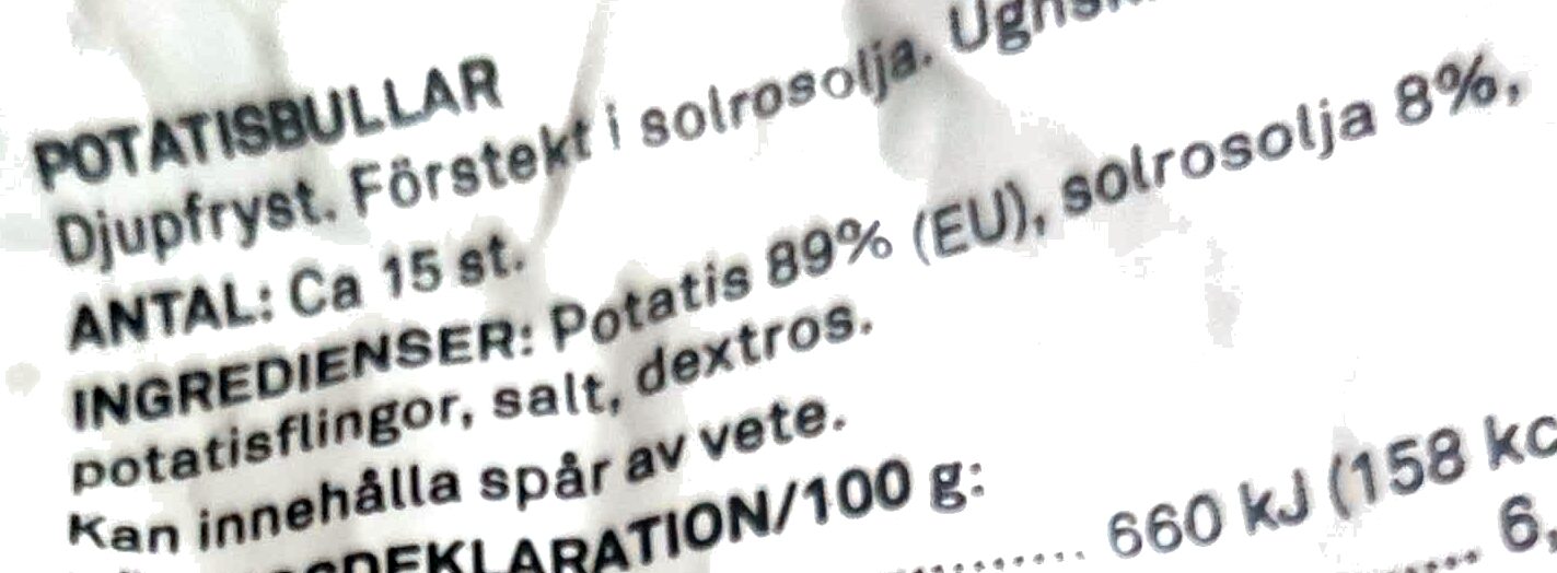 Potatisbullar - Ingredienser