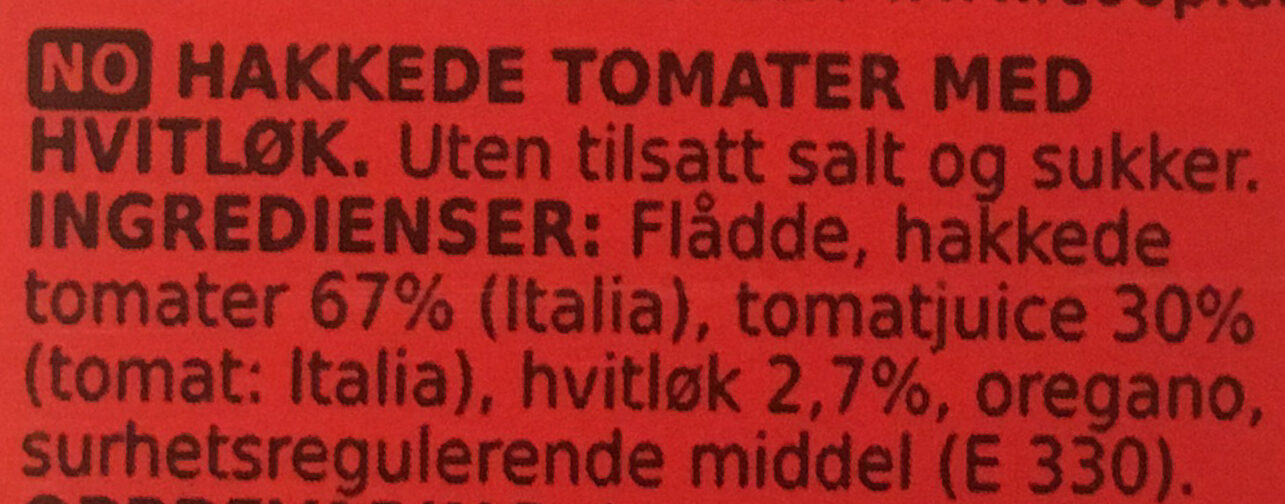 Hakkede tomater - Ingredienser