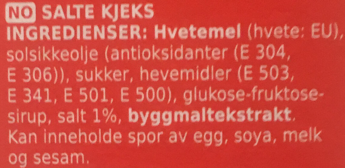 Salte Kjeks - Ingredients - nb