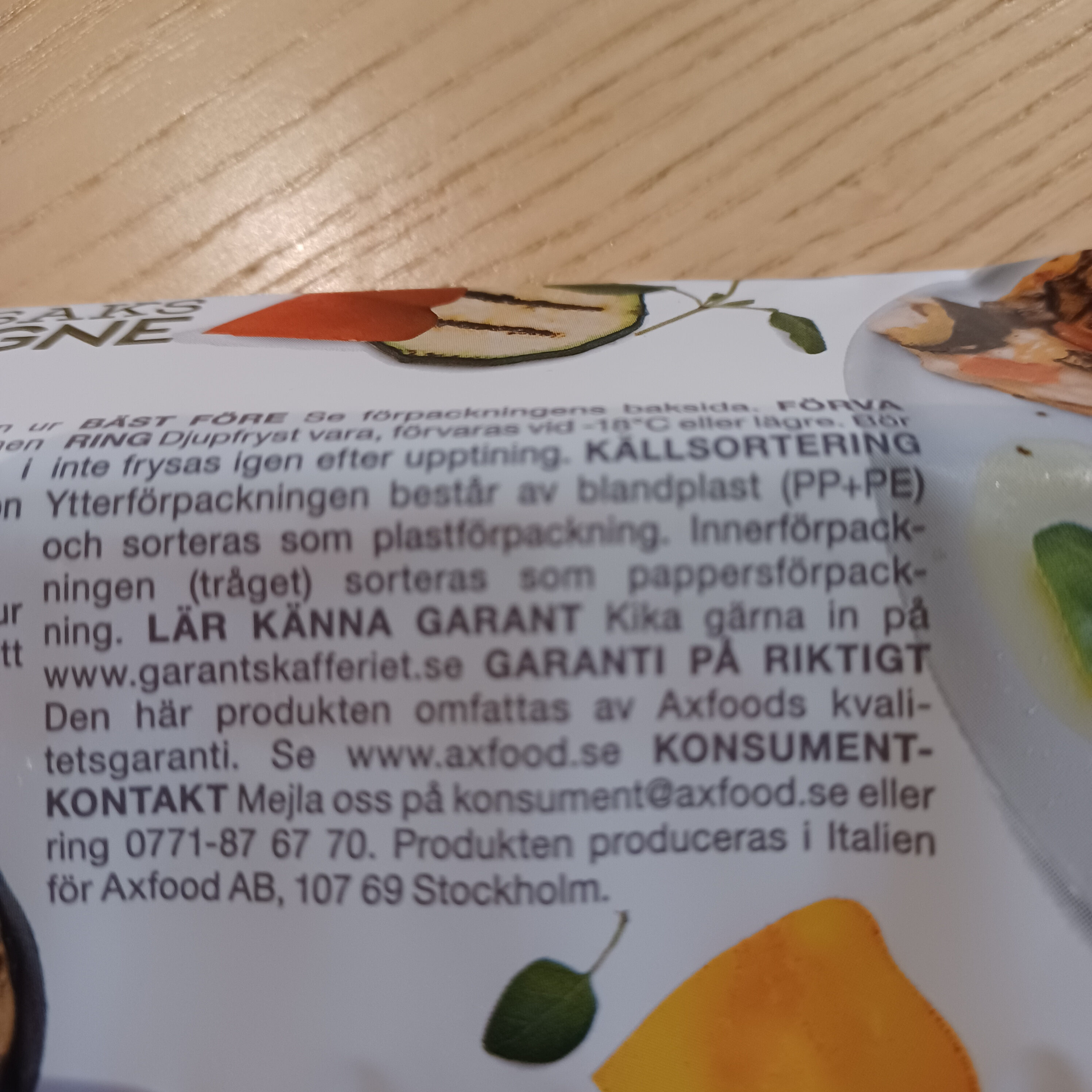 Grönsakslasagne di Verdure - Recycling instructions and/or packaging information
