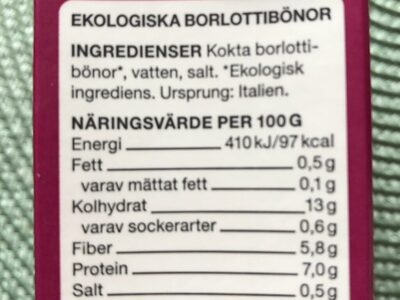 Ekologiska Borlottibönor - Ingredienser - se