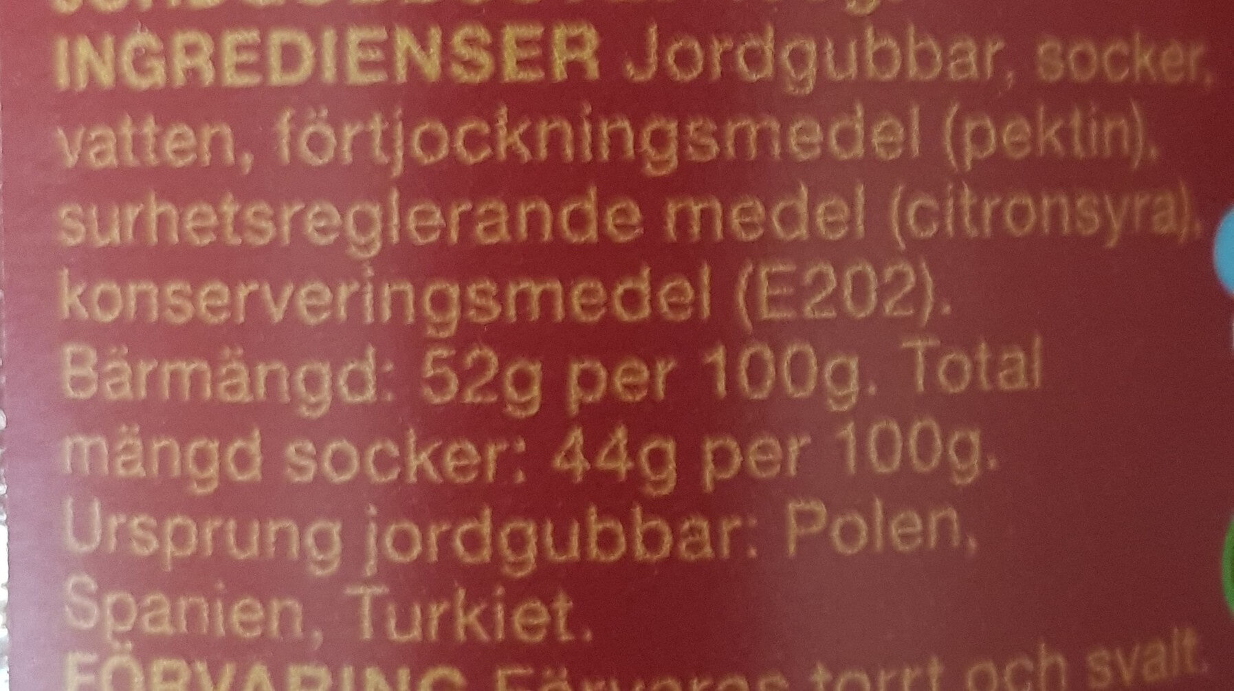 Jordgubbs sylt - Ingredienser