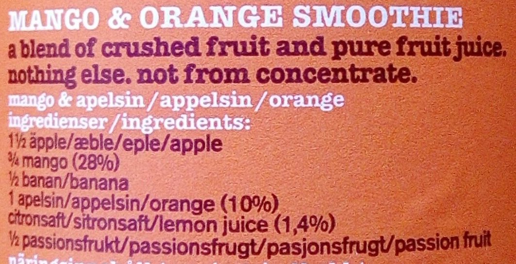 Smoothie Mangue et Orange - Ingredienser
