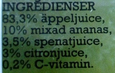 Loviseberg Råsaft Spenat, äpple, ananas, citron - Ingredienser