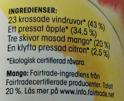 Ekologisk Juice Mango Citron - Ingredienser