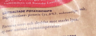 Chips Lättsaltade Lantchips - Ingredienser