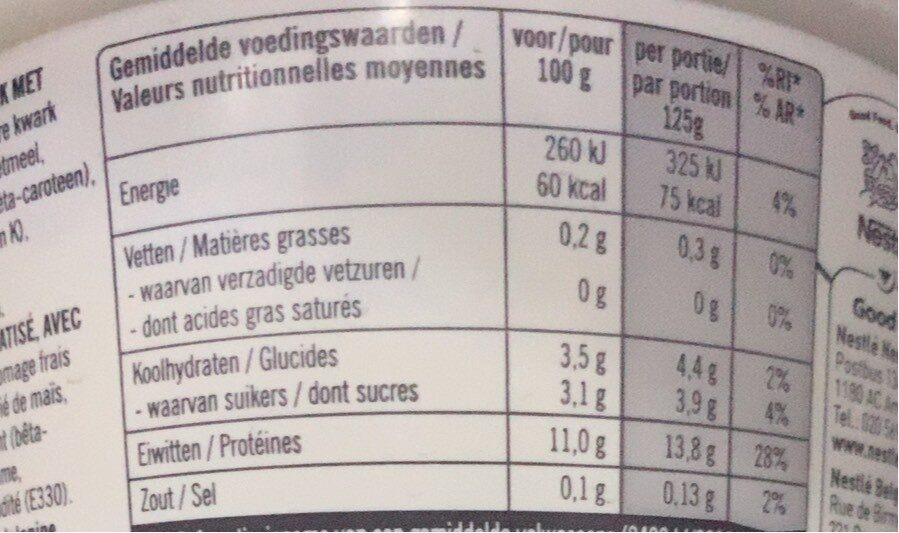 Kvarg, Vanillesmaak - Nutrition facts - nl