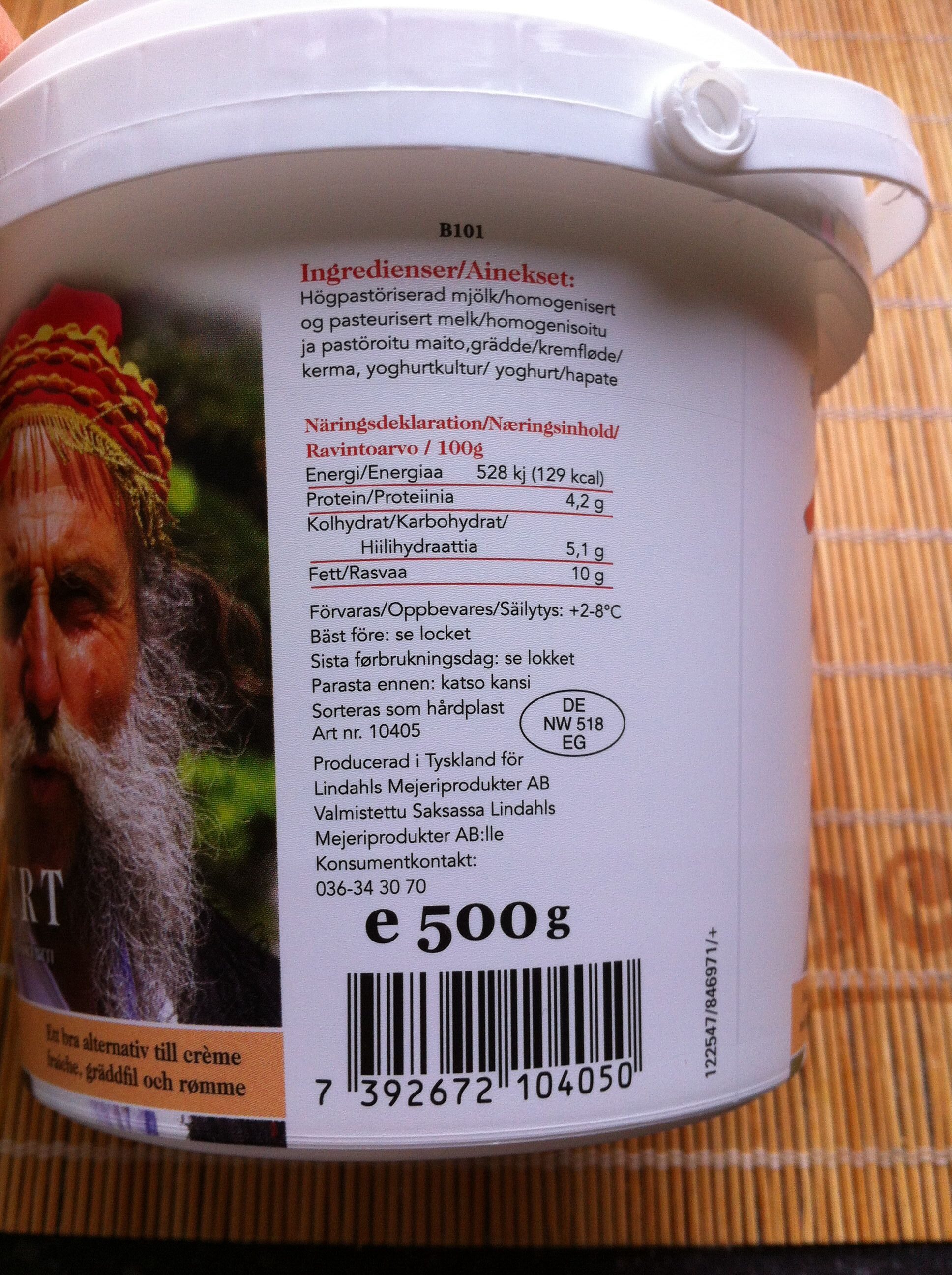 Turkkilainen maustamaton jogurtti 10% - Ingredients - sv