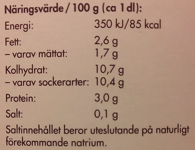 Falköpings Mejeri Filmjölk med smak av pepparkaka - Nutrition facts