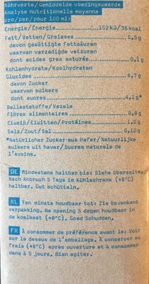 Oat-ly Haferdrink Original - Voedingswaarden